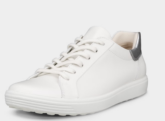 ECCO Women's Soft 7 Leather Lace Slip-In Sneaker White