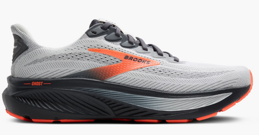 Brooks Men's Ghost 17 Sneaker Oyster Mushroom/Orange/Ebony Brooks Men's Ghost 17 Sneaker Oyster Mushroom/Orange/Ebony