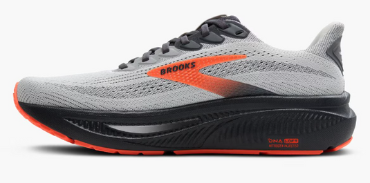 Brooks Men's Ghost 17 Sneaker Oyster Mushroom/Orange/Ebony