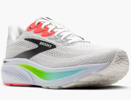 Brooks Men's Ghost 17 Sneaker White/Pink Clay/Gecko Brooks Men's Ghost 17 Sneaker White/Pink Clay/Gecko