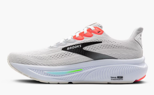 Brooks Men's Ghost 17 Sneaker White/Pink Clay/Gecko