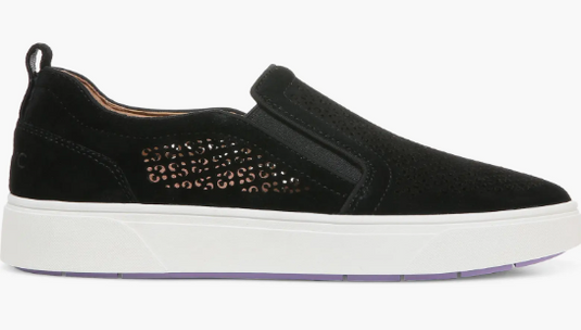 Vionic Kimmie Perforated Suede Slip-On Sneaker Black