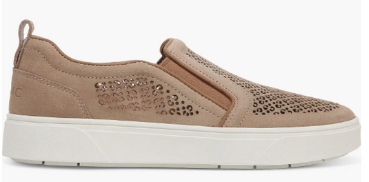 Vionic Kimmie Perforated Suede Slip-On Sneaker Wheat