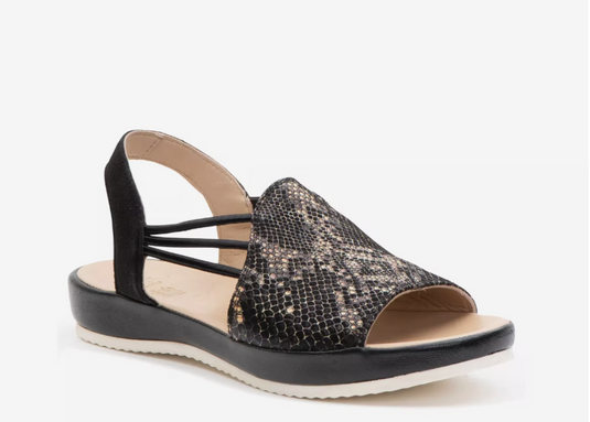 Jenny by Ara Women's Kimmy Sandal Black Snake