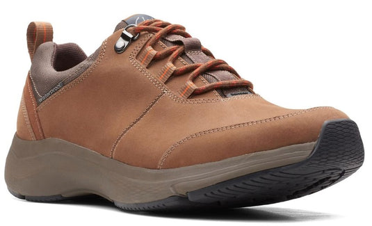Clarks Men's Wave2.0 Tie Dark Tan Leather Clarks Men's Wave2.0 Tie Dark Tan Leather