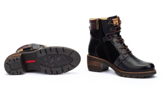 Pikolinos women's SAN SEBASTIA heeled lace-up ankle boots Black Pikolinos women's SAN SEBASTIA heeled lace-up ankle boots Black