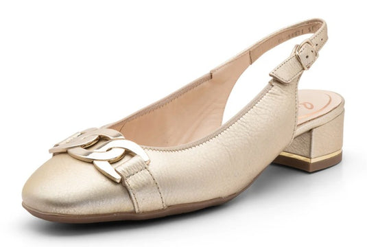 Ara Women's Gallant Sling Chain Block Heel Pump 35mm Gold