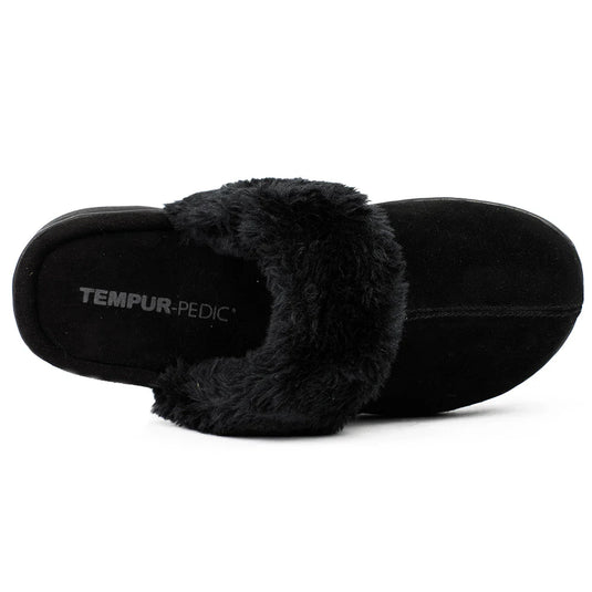 Tempur-Pedic Womens Kensley Scuff Slippers Black Tempur-Pedic Womens Kensley Scuff Slippers Black