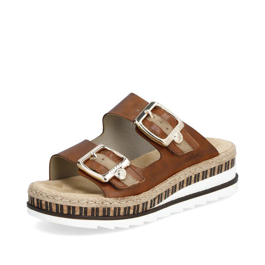 Rieker Women's Regina V7955 Slide Sandal Brown Rieker Women's Regina V7955 Slide Sandal Brown