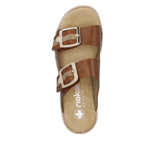 Rieker Women's Regina V7955 Slide Sandal Brown Rieker Women's Regina V7955 Slide Sandal Brown