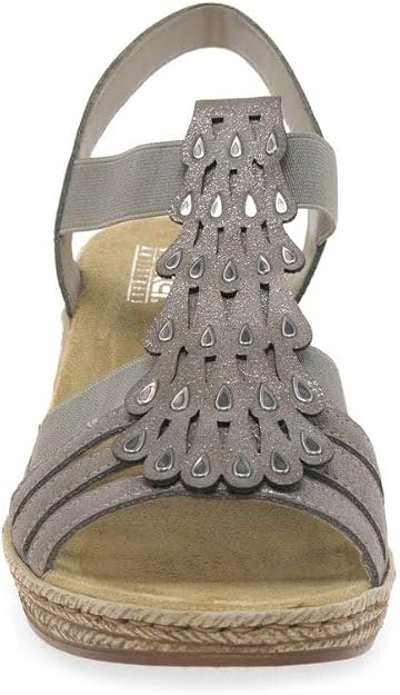 Rieker Women's Wedge Heel Sandals 62435 - Grey Rieker Women's Wedge Heel Sandals 62435 - Grey