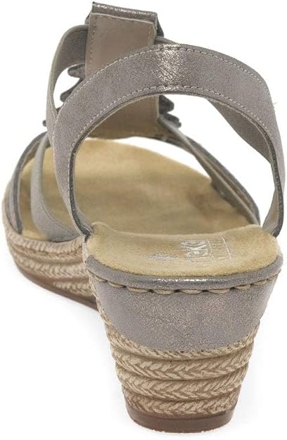 Rieker Women's Wedge Heel Sandals 62435 - Grey Rieker Women's Wedge Heel Sandals 62435 - Grey