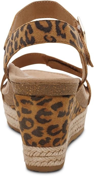 Aetrex Women's Sydney Quarter Strap Espadrille Wedge - Leopard Aetrex Women's Sydney Quarter Strap Espadrille Wedge - Leopard