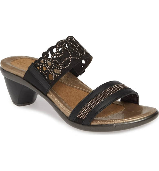 Naot Women's Contempo Slide Sandals Jet Black Lthr/Black W/ Bronze Rivets Naot Women's Contempo Slide Sandals Jet Black Lthr/Black W/ Bronze Rivets
