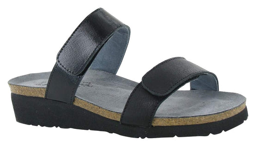 Naot Women's Althea Slide Sandals Soft Black Leather/Black Luster Leather Naot Women's Althea Slide Sandals Soft Black Leather/Black Luster Leather