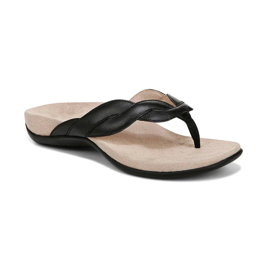 Vionic Women's Bella Braid Toe Post Sandal Black Vionic Women's Bella Braid Toe Post Sandal Black