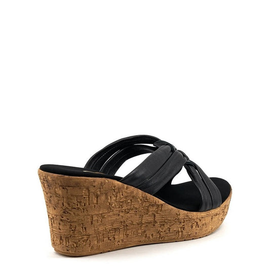 Onex Women's Bethany Wedge Slide Black Leather Onex Women's Bethany Wedge Slide Black Leather