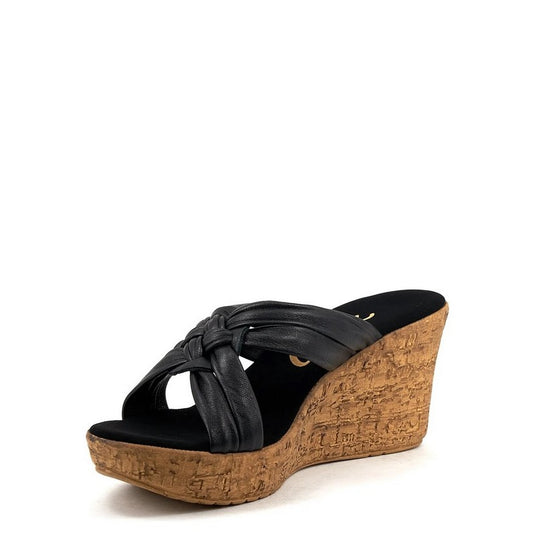 Onex Women's Bethany Wedge Slide Black Leather Onex Women's Bethany Wedge Slide Black Leather