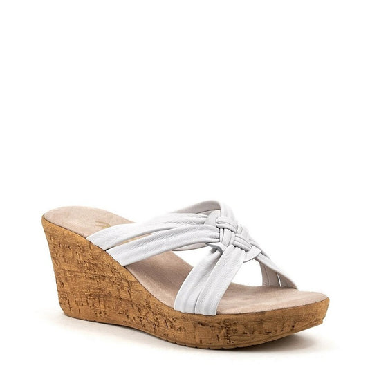 Onex Women's Bethany Wedge Slide White Leather Onex Women's Bethany Wedge Slide White Leather
