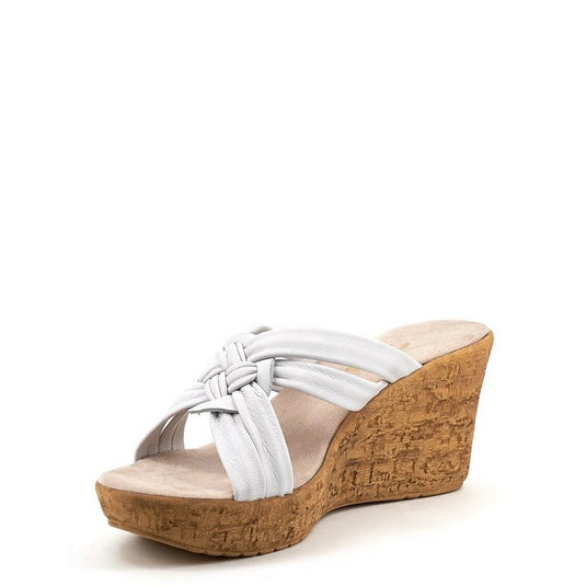 Onex Women's Bethany Wedge Slide White Leather Onex Women's Bethany Wedge Slide White Leather