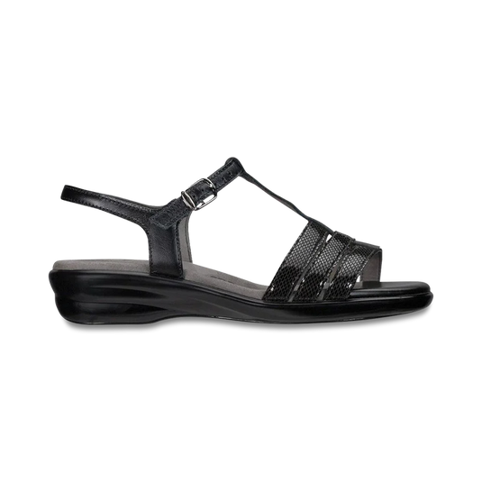 SAS Women's Capri T-Strap Sandal Black Snake