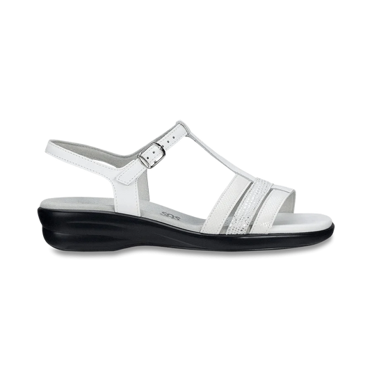 SAS Women's Capri T-Strap Sandal White Multi