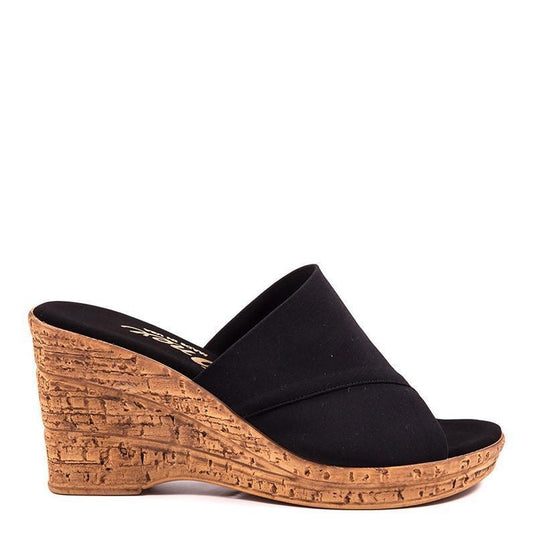 Onex Women's Christina Wedge Slide Black Elastic Onex Women's Christina Wedge Slide Black Elastic