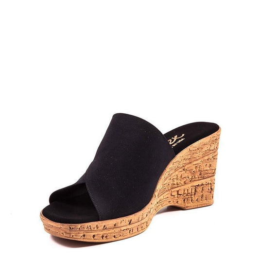 Onex Women's Christina Wedge Slide Black Elastic Onex Women's Christina Wedge Slide Black Elastic