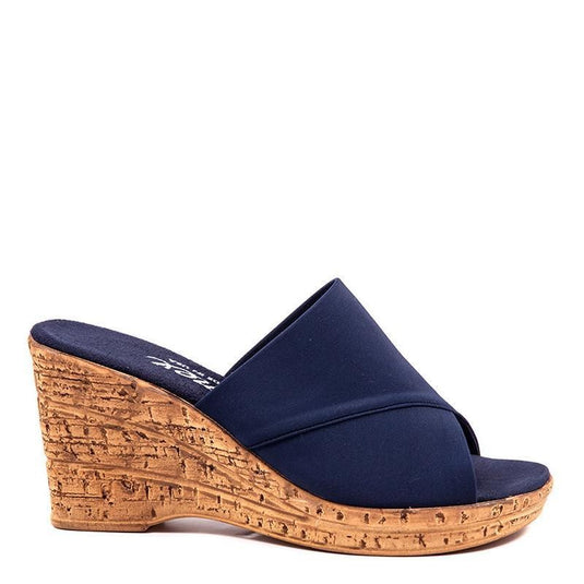 Onex Women's Christina Wedge Slide Navy Elastic Onex Women's Christina Wedge Slide Navy Elastic