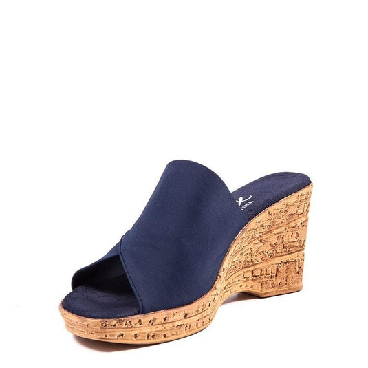 Onex Women's Christina Wedge Slide Navy Elastic Onex Women's Christina Wedge Slide Navy Elastic