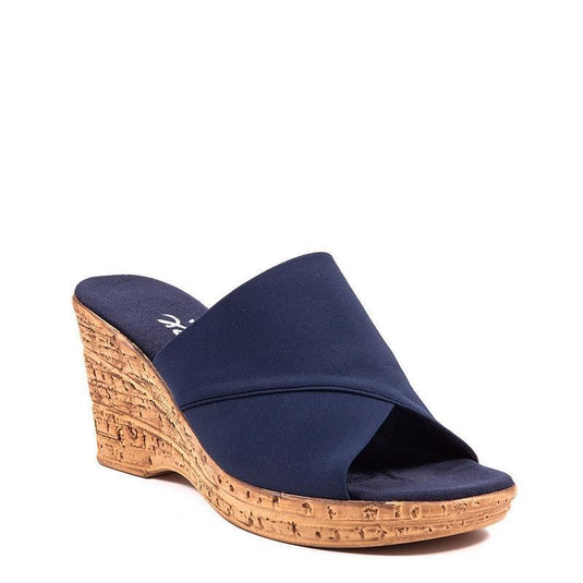 Onex Women's Christina Wedge Slide Navy Elastic Onex Women's Christina Wedge Slide Navy Elastic