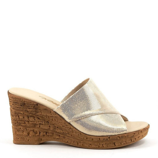 Onex Women's Christina Wedge Slide Platinum Shimmer Onex Women's Christina Wedge Slide Platinum Shimmer