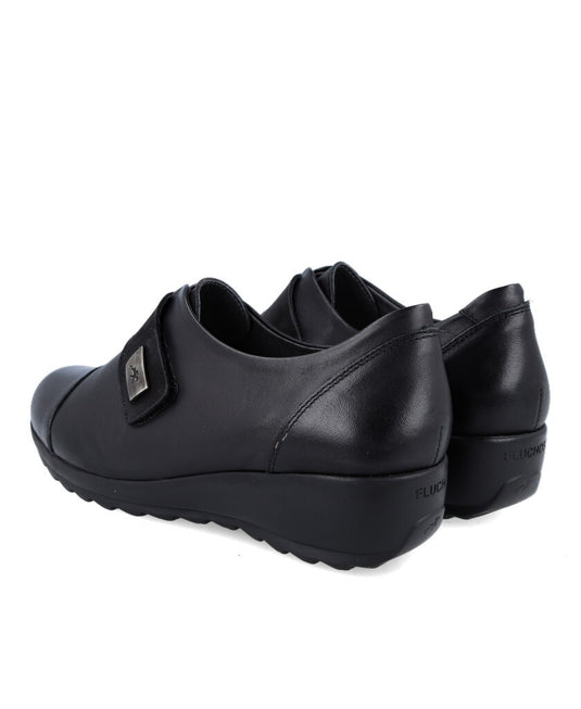 Fluchos Women's Mar F1071 Adjustable Instep Wedge Black Leather Fluchos Women's Mar F1071 Adjustable Instep Wedge Black Leather