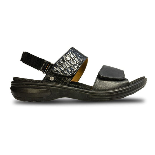 Revere Women's Como Back Strap Sandals Black/Black Croc Revere Women's Como Back Strap Sandals Black/Black Croc