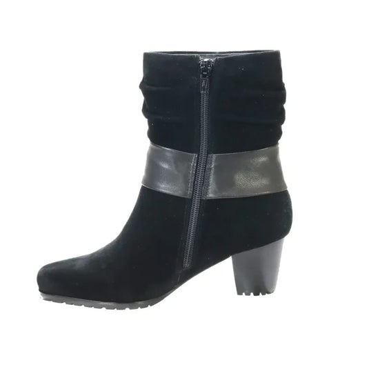 David Tate Women's  Corona Leather Boot  Black Suede