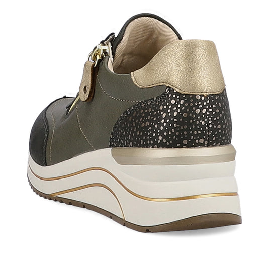 Remonte Women's by Rieker D0T00-54 Wedge Sneaker Green Remonte Women's by Rieker D0T00-54 Wedge Sneaker Green