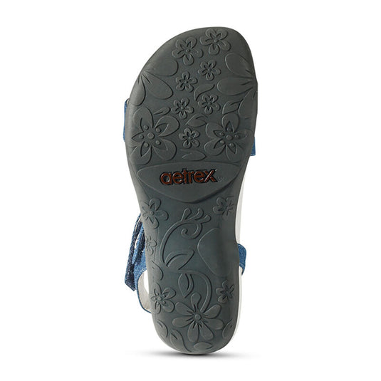 Aetrex Women's Gabby Adjustable Quarter Strap Sandal Denim Aetrex Women's Gabby Adjustable Quarter Strap Sandal Denim