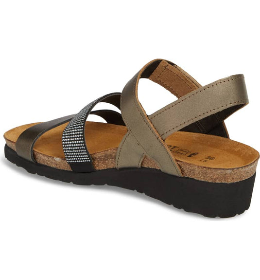 Naot Women's Krista Hook & Loop Sandals Pewter/Metal/Black with Silver Rivets Naot Women's Krista Hook & Loop Sandals Pewter/Metal/Black with Silver Rivets