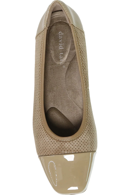 David Tate Women's Amiya II Pump - Taupe Suede Patent David Tate Women's Amiya II Pump - Taupe Suede Patent
