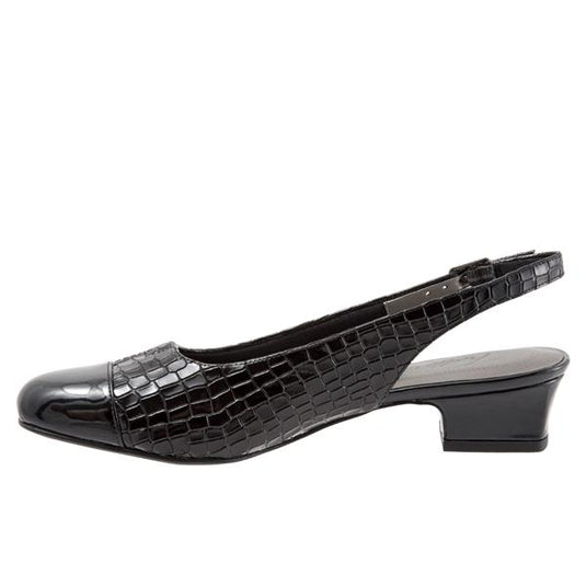 Trotters Women's Dea Slingback Sandals Black Croc