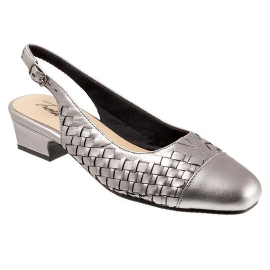 Trotters Women's Dea Slingback Sandals Pewter Woven Trotters Women's Dea Slingback Sandals Pewter Woven