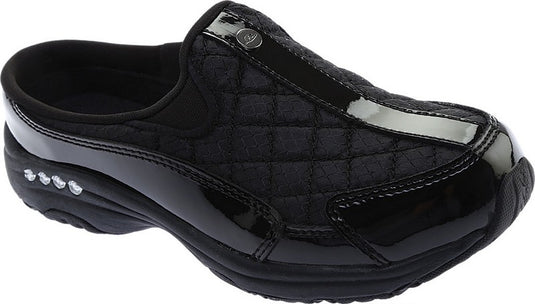 Easy Spirit Women's Traveltime Clogs Black/Silver Patent Easy Spirit Women's Traveltime Clogs Black/Silver Patent