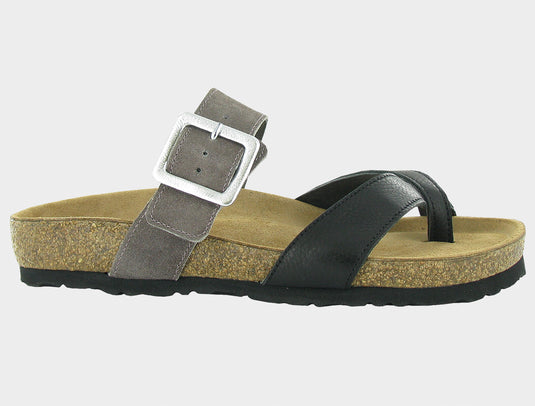 Naot Women's Fresno Sandals Soft Black Lthr/Taupe Gray Suede Naot Women's Fresno Sandals Soft Black Lthr/Taupe Gray Suede