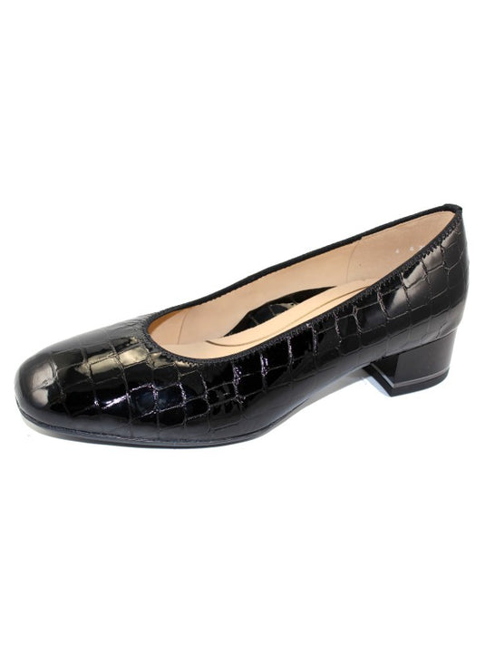 Ara Women's Graz Block Heel Black Croc Ara Women's Graz Block Heel Black Croc