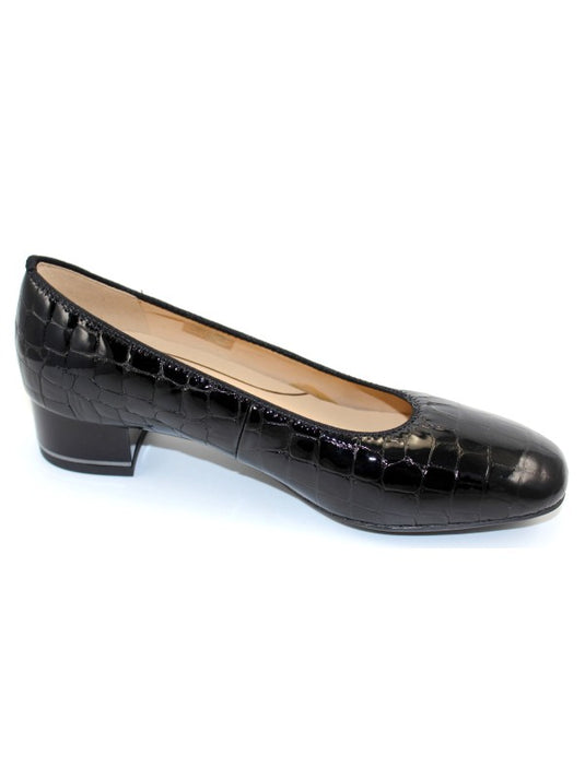 Ara Women's Graz Block Heel Black Croc Ara Women's Graz Block Heel Black Croc