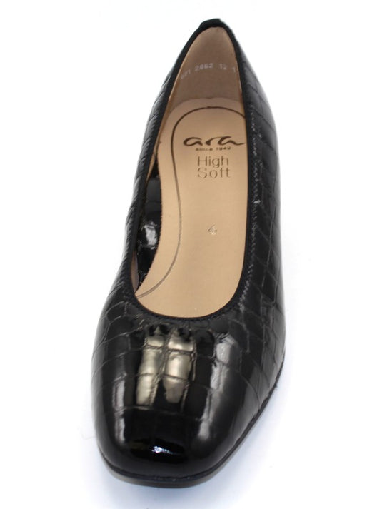 Ara Women's Graz Block Heel Black Croc Ara Women's Graz Block Heel Black Croc