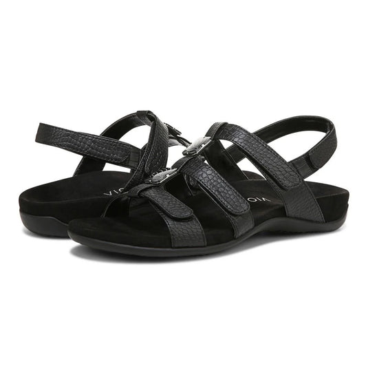 Vionic Women's Amber Sandals Black Crocodile Vionic Women's Amber Sandals Black Crocodile