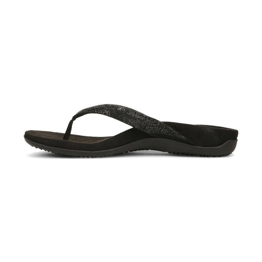 Vionic Women's Dillon Shine Toe Post Sandal Black Vionic Women's Dillon Shine Toe Post Sandal Black