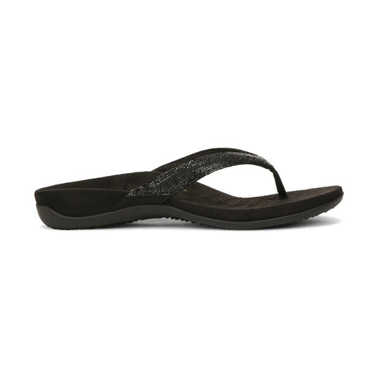 Vionic Women's Dillon Shine Toe Post Sandal Black Vionic Women's Dillon Shine Toe Post Sandal Black