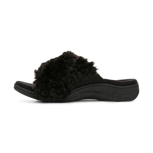 Vionic Women's Relax II Slippers Black Fur Vionic Women's Relax II Slippers Black Fur
